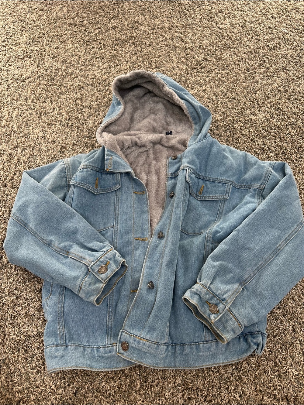 Women’s Light Blue Denim Sherpa-Lined Hooded Jacket